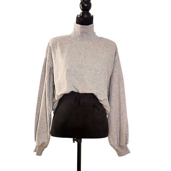 Pilcro Tops - PILCRO Bubble Hem Cropped Turtleneck Sweatshirt, Size Small